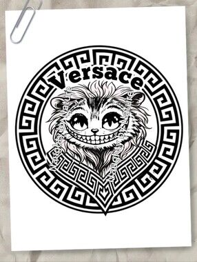 Insane Cat Black and White Medallion Lion Graphic Canvas Art Ready To Paint